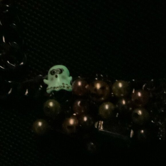 Betsey Johnson Halloween Statement Bib Necklace Skull Spider Cat Ghost Glow Bead - Picture 12 of 16